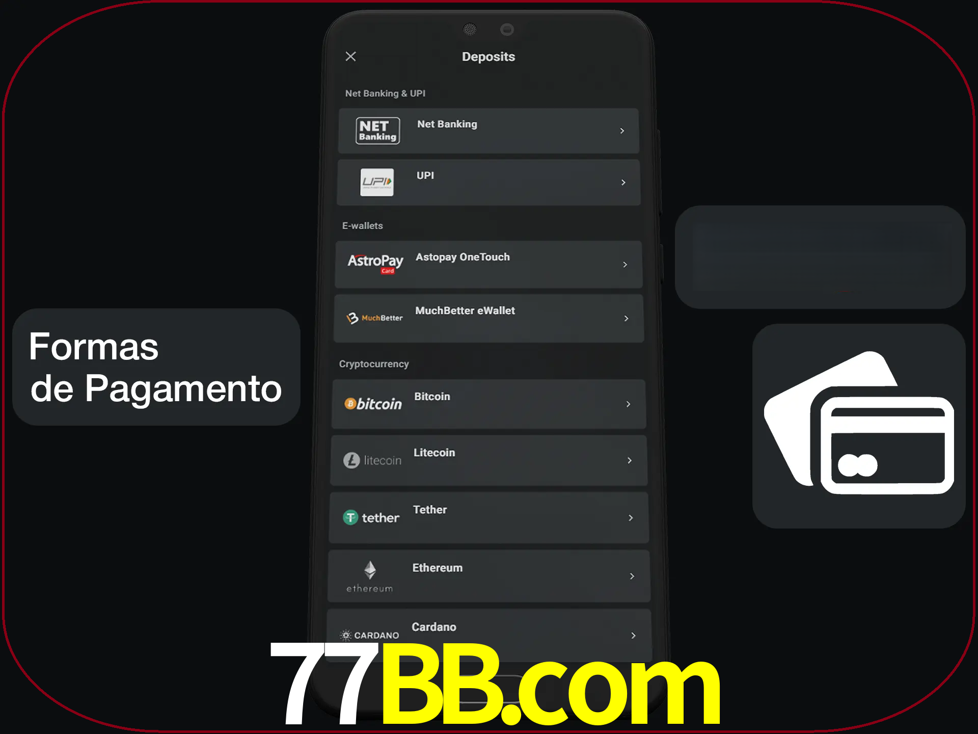 Escolha a forma de pagamento de sua preferência.