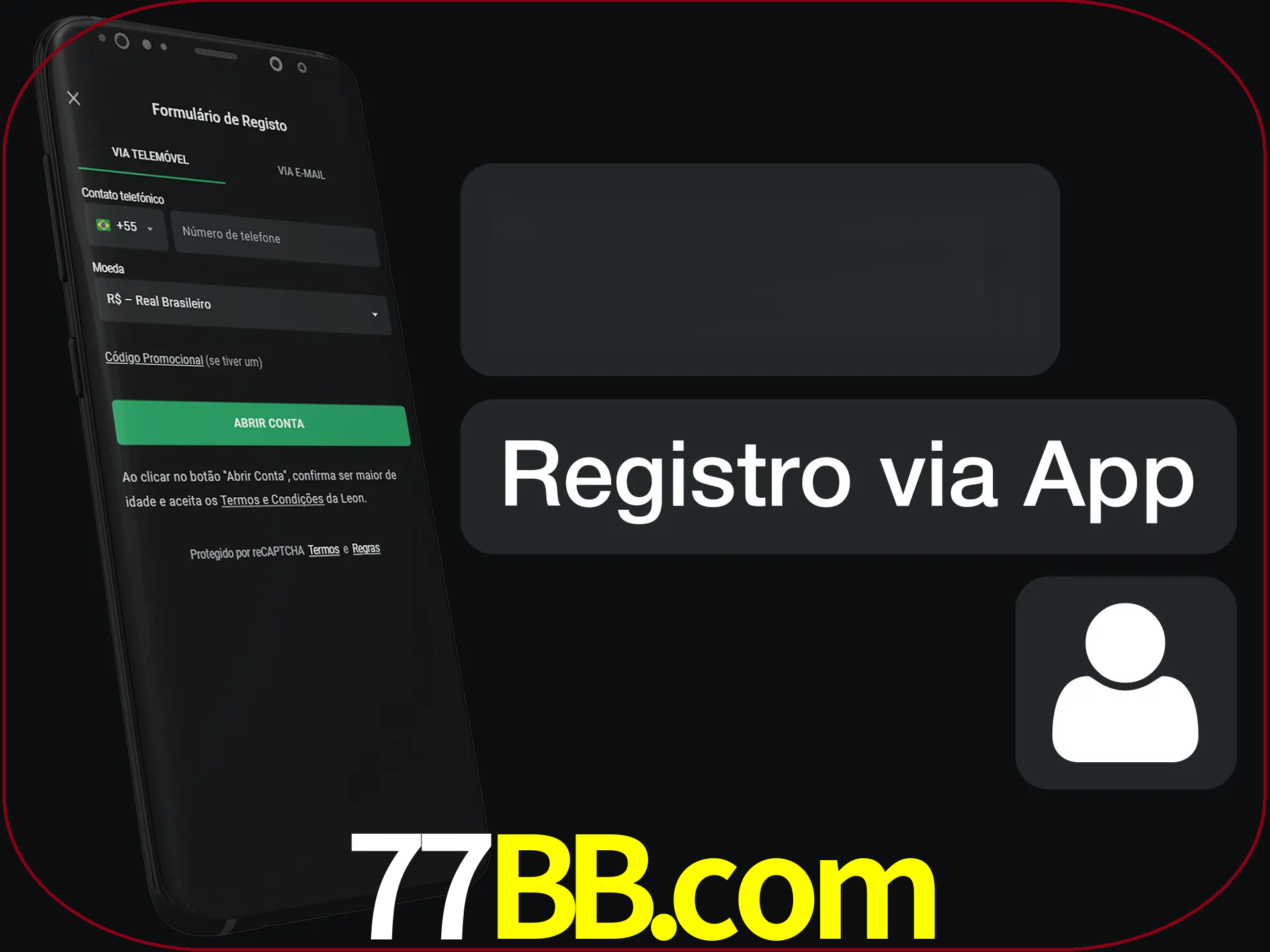 Registre-se com duas etapas usando o aplicativo.